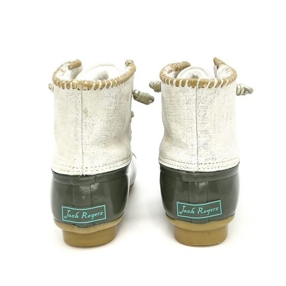 Jack Rogers Chloe Metallic Leather Cuff Duck Boots Olive Green Women's Size 7 - Picture 6 of 14